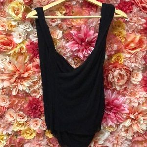 Black mesh criss cross top